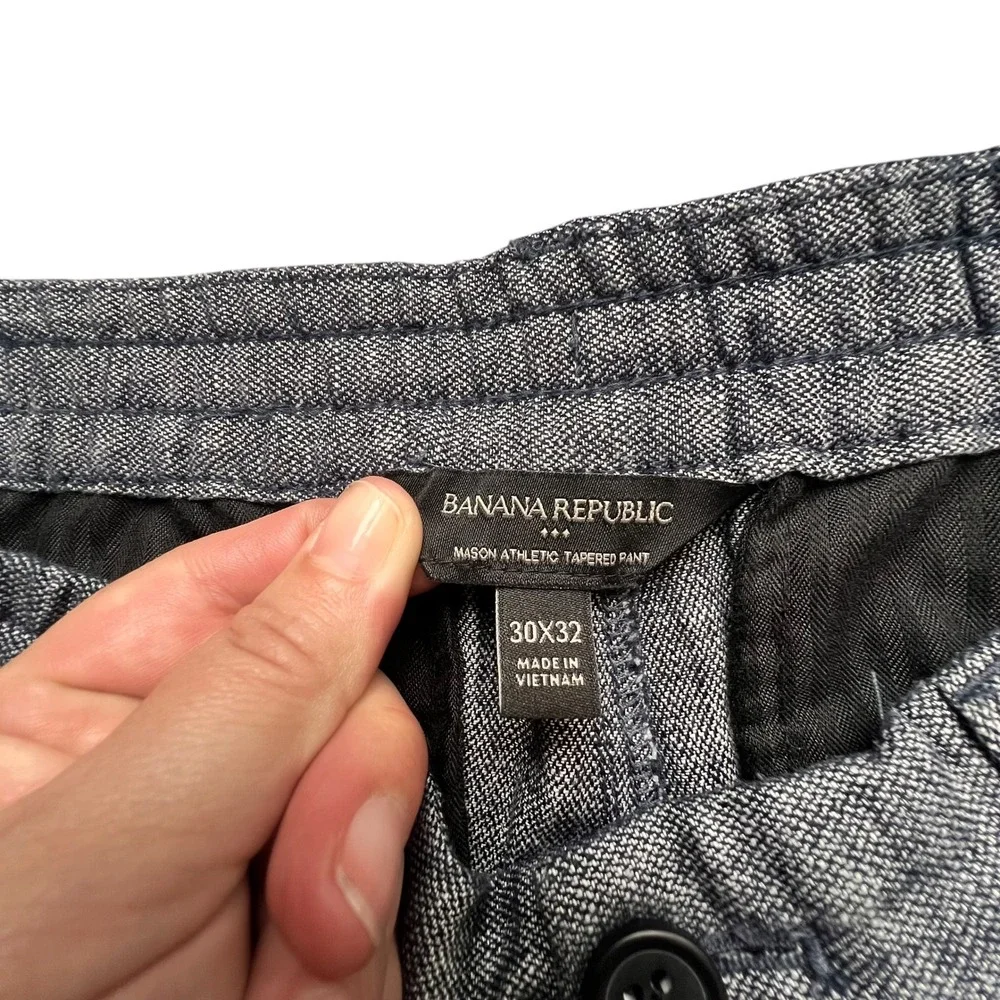 Banana Republic Mason Athletic Tapered Linen Cotton Pants Blue 30x32